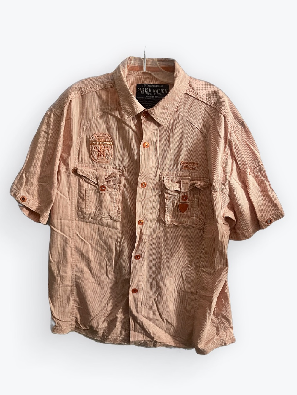 Parish Nation Men’s 2XL Embroidered Button Up Shirt Striped Y2K Streetwear